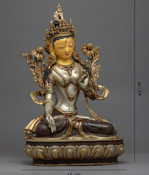 Mother Tara White Goddess Statue | Traditionally Handmade Buddhist Artwork