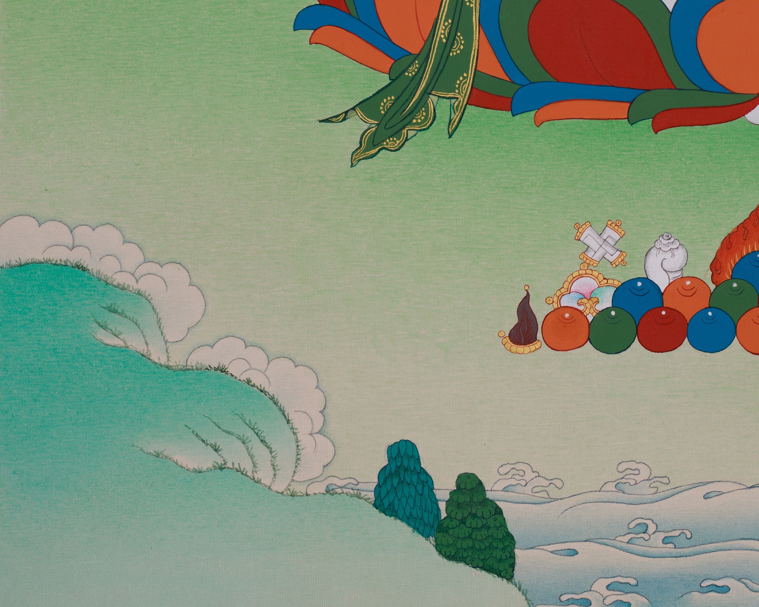 Divine Wisdom Deity Manjushri | A Sacred Thangka of Enlightened Knowledge