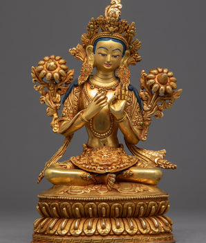 Green Tara Gold Sculpture 