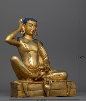 Milarepa, a Kagyu Yogi Master Gold Gilded Statue | Handcrafted Spiritual Art