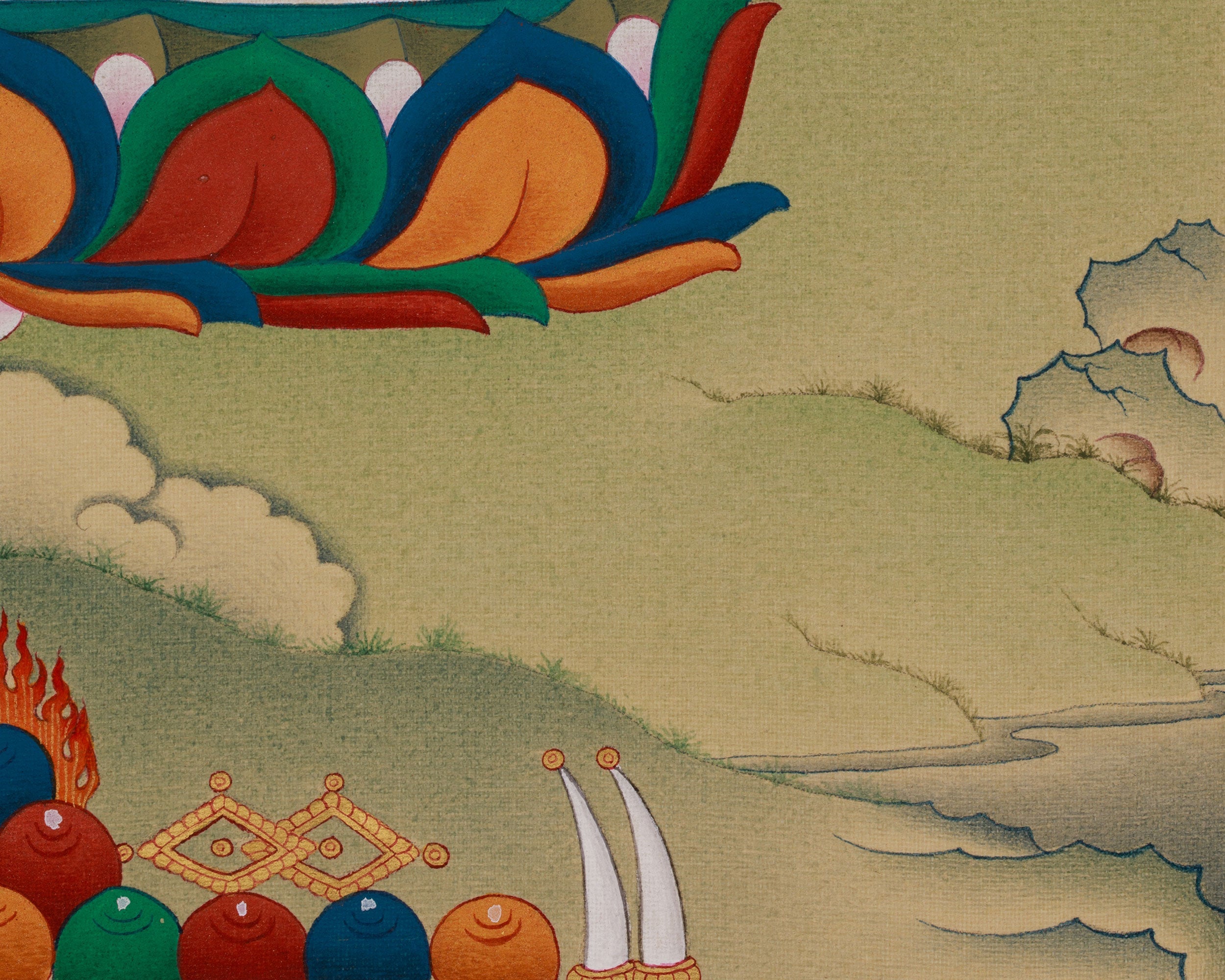Tibetan White Tara With Amitabha Buddha Thangka | Healing And Longevity Deity