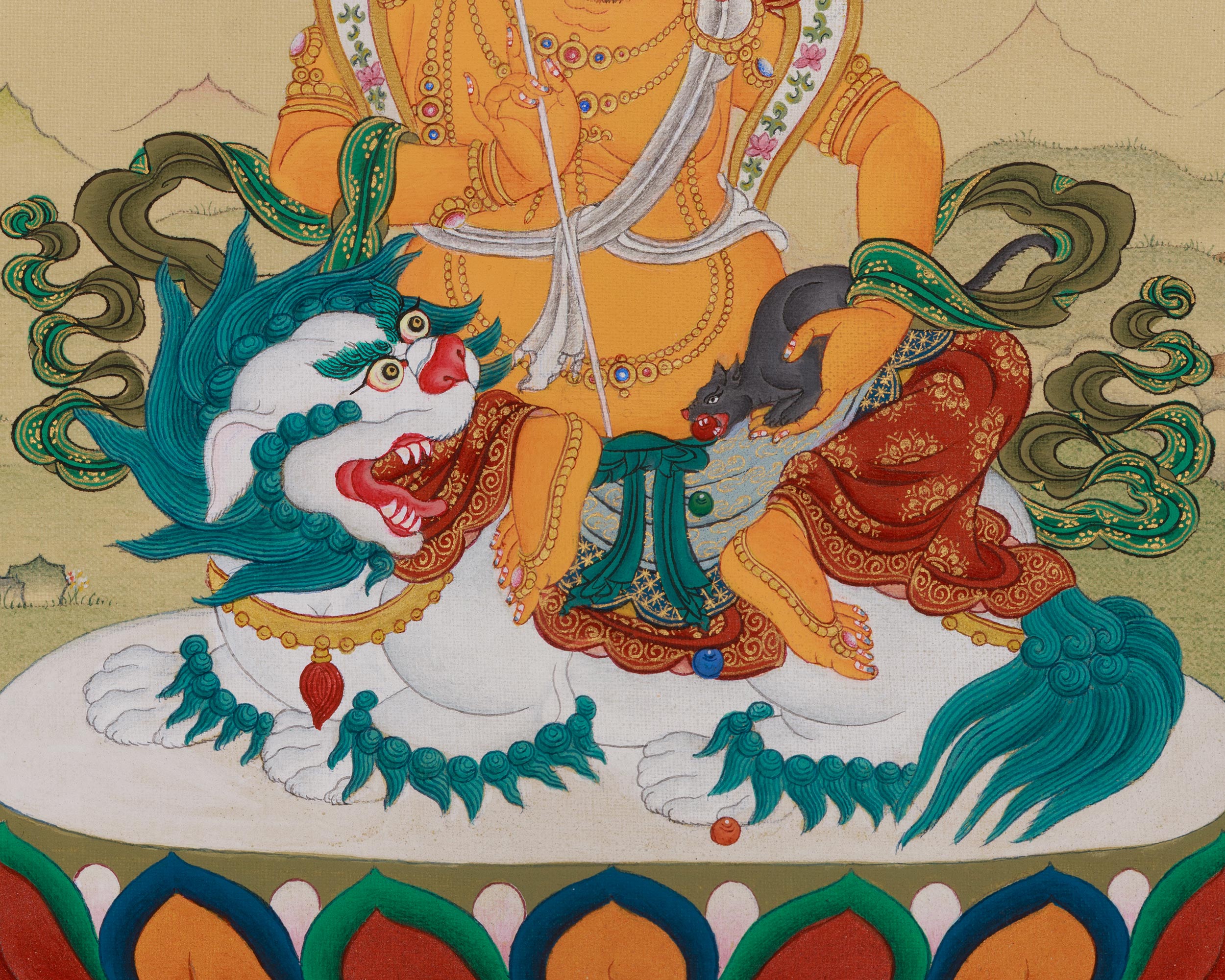 Himalayan Thangka of Namtoshe with Ratnasambhava | Sacred Wealth and Wisdom Art