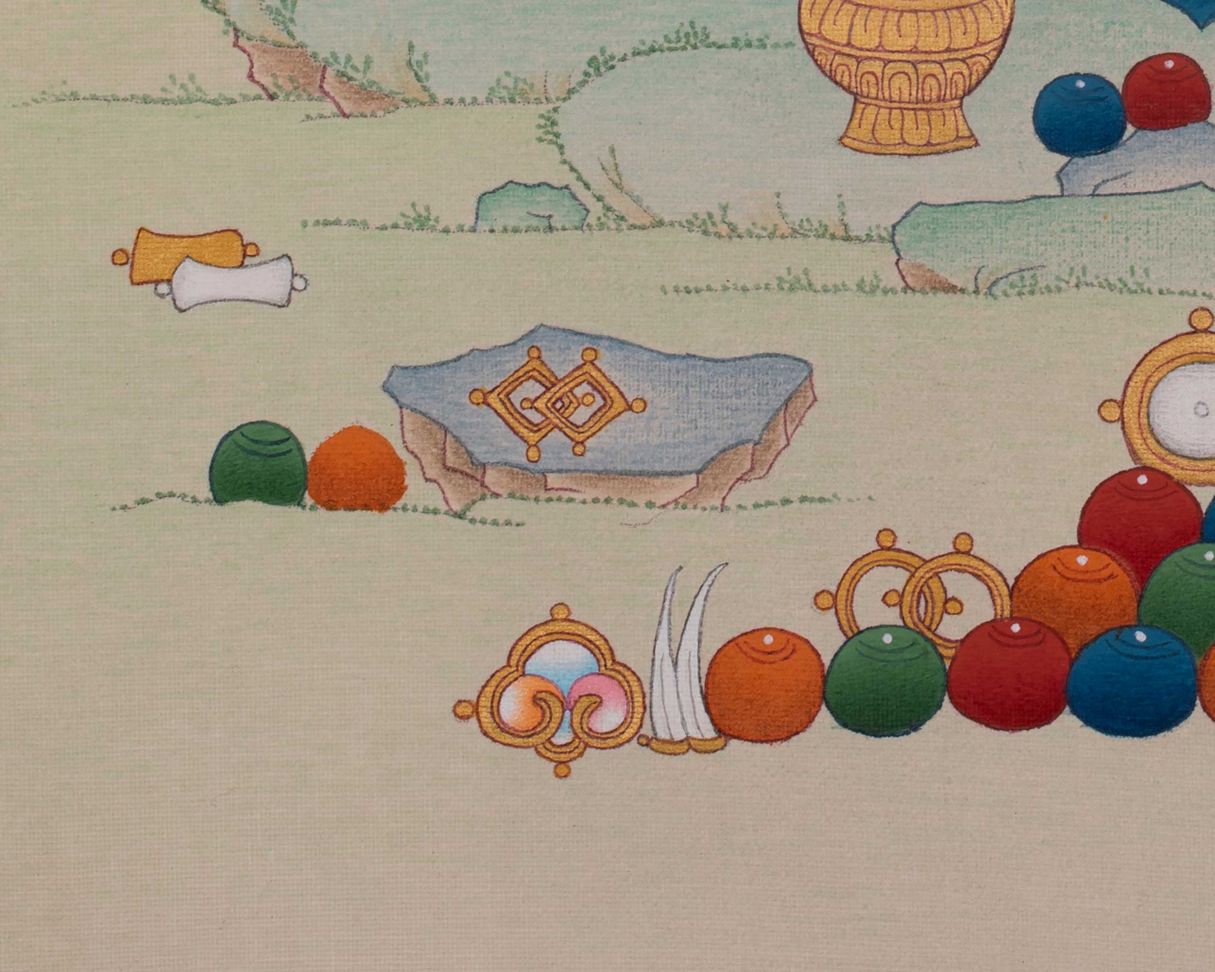 Dzambhala Spiritual Artwork | Tibetan Thangka of Wealth And Prosperity