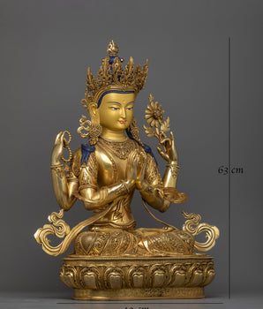 Four Arms Boddhisatva Chenrezig Statue | A Radiant Beacon of Compassion and Wisdom