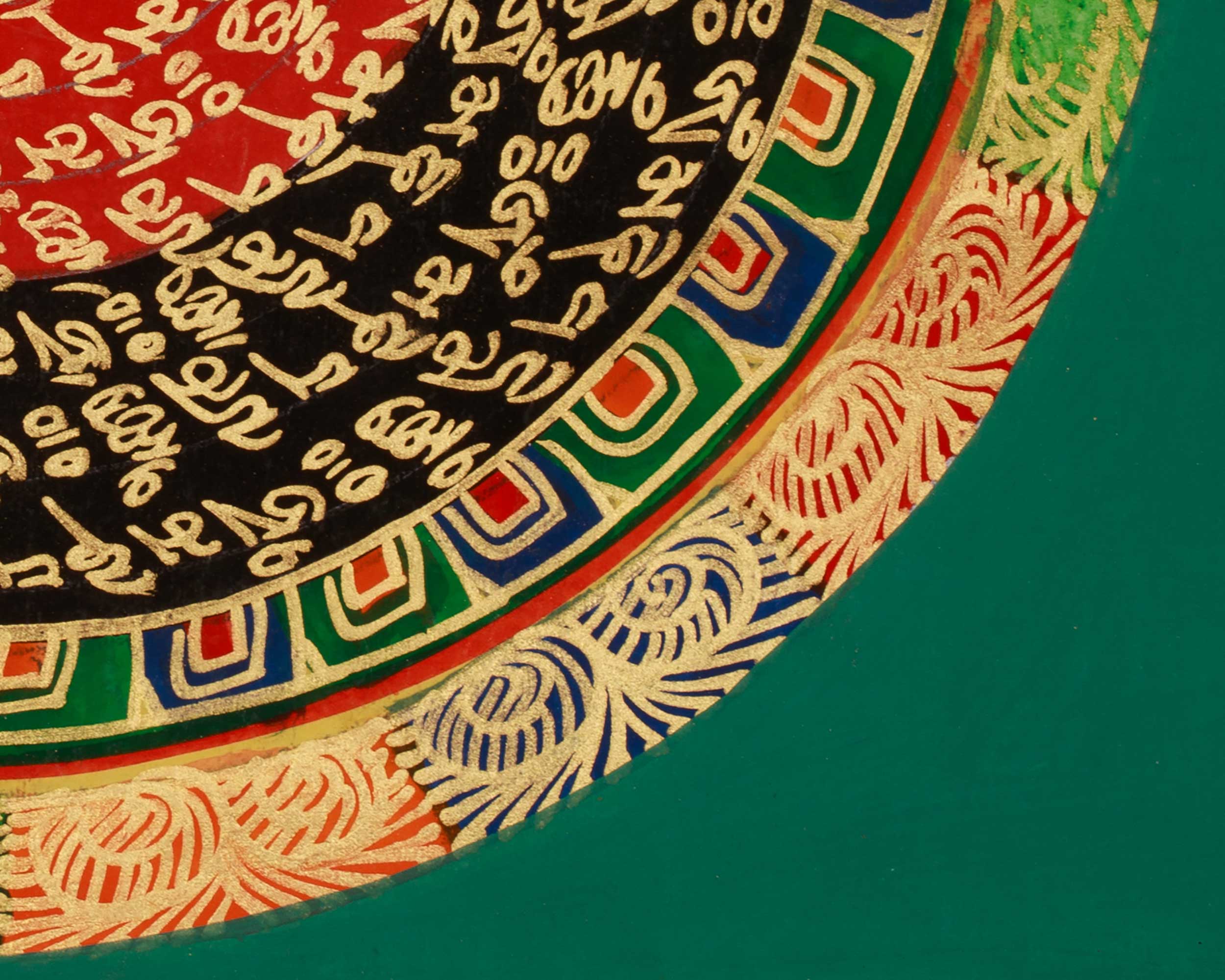 Hand-Painted Tibetan Mantra Mandala | Home Decor | Mindfulness Meditation Artwork