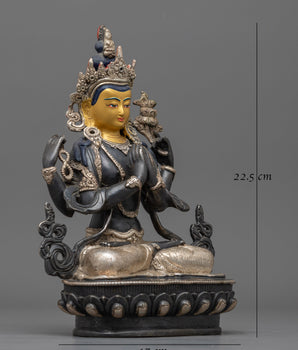 Silver-Plated Chenrezig Figurine | Embodiment of Love and Compassion