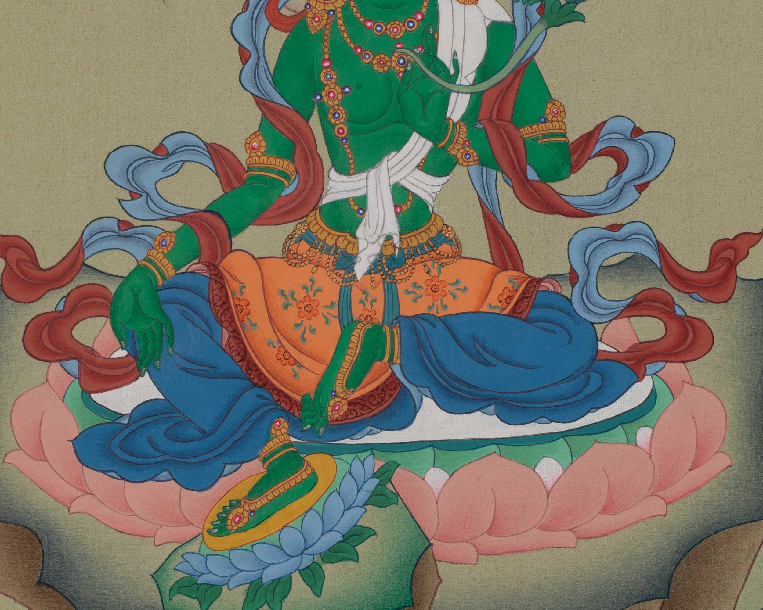 Green Tara Sacred Thangka | Mother of Liberation | Thangka Painting | Himalayan Art