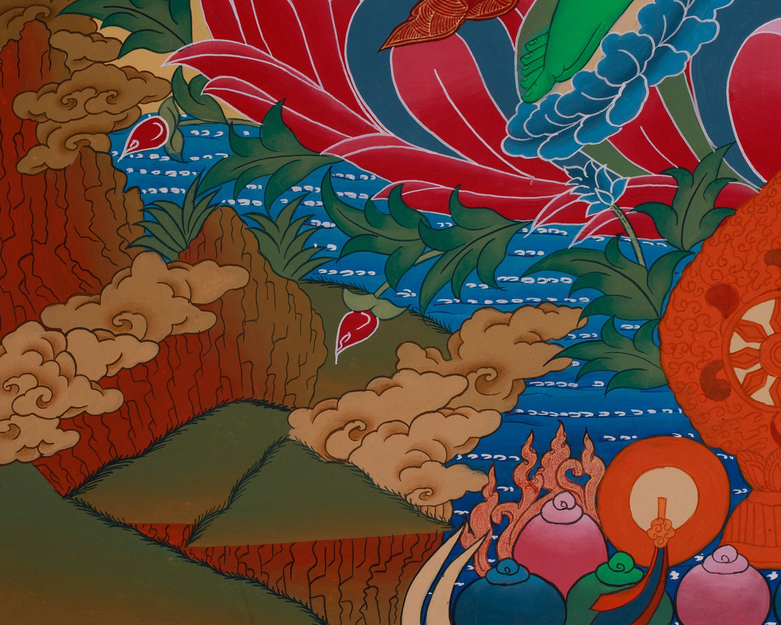 Spiritual Thangka Of Green Tara | Peace And Healing Art | Meditation Altar