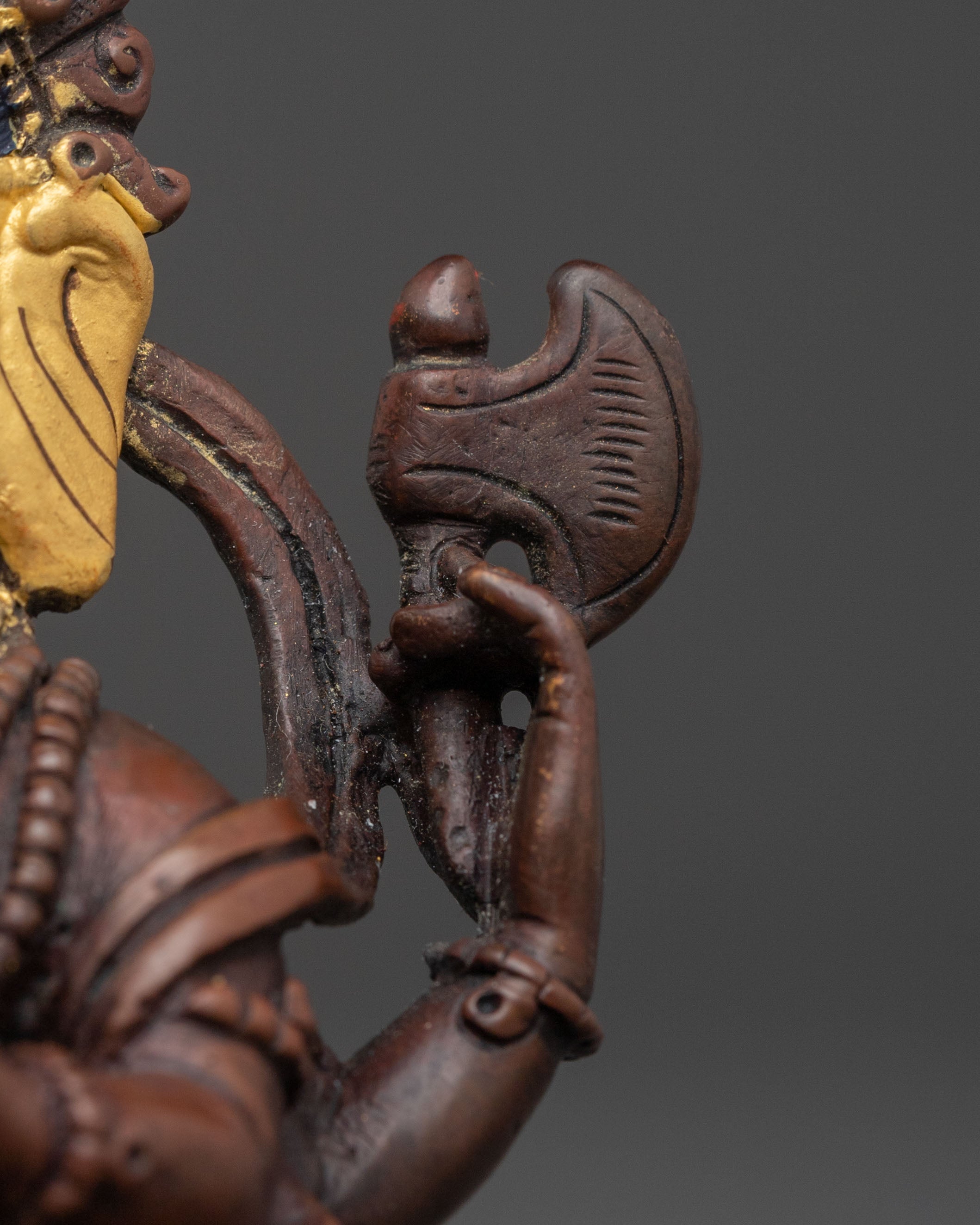 Spiritual Handmade Ganesh Sculpture | 24K Gold Gilded Ganesh | Oxidized Copper Altar Decor