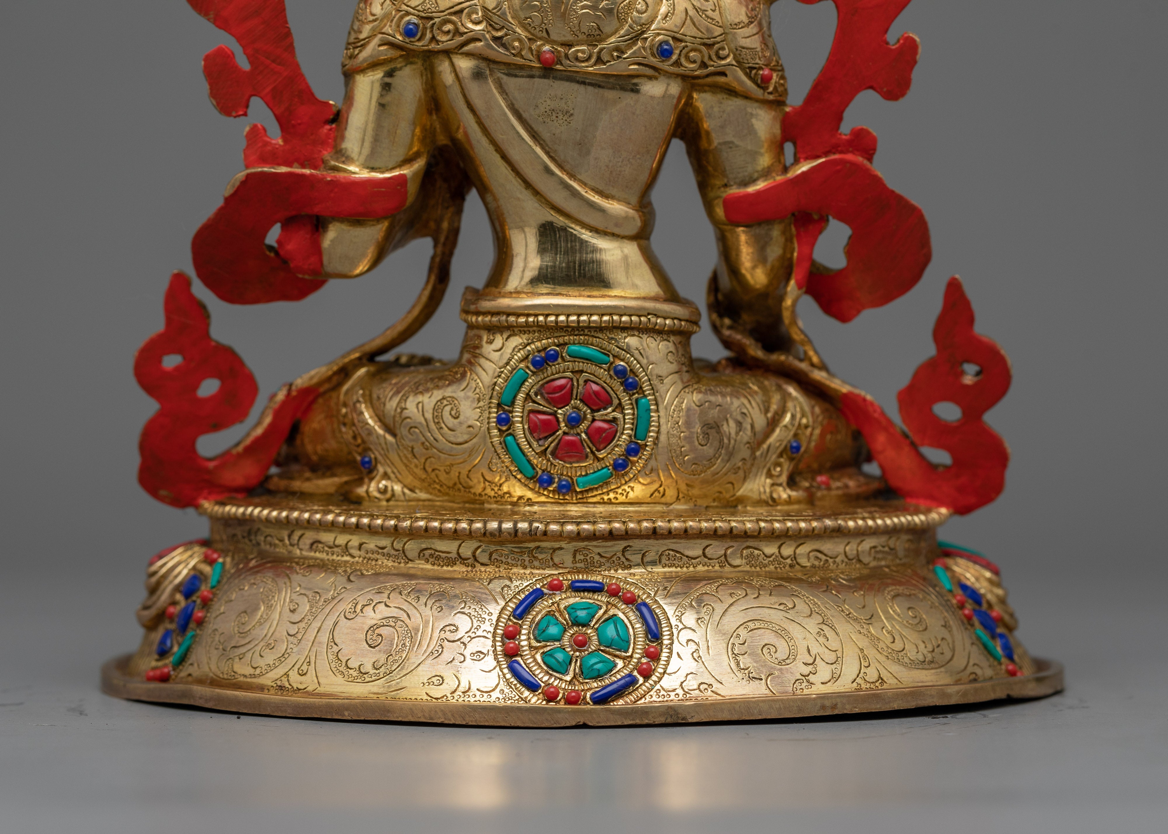 Divine Serenity: Sita White Tara Statue | Hand-Carved Gemstone, 24K Gold Gilded