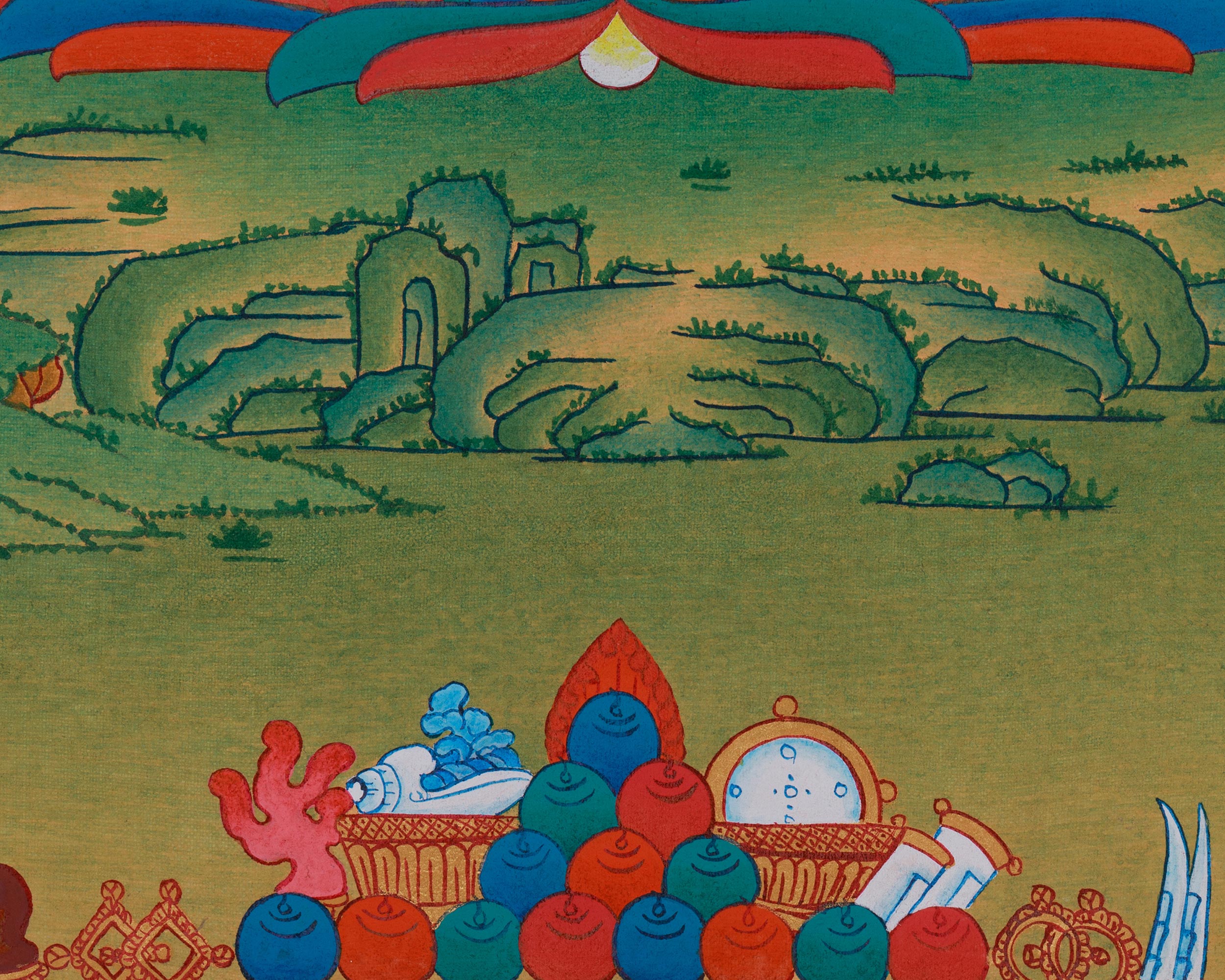 Bhaisajyaguru Tibetan Thangka | Medicine Buddha Art | Healing Deity