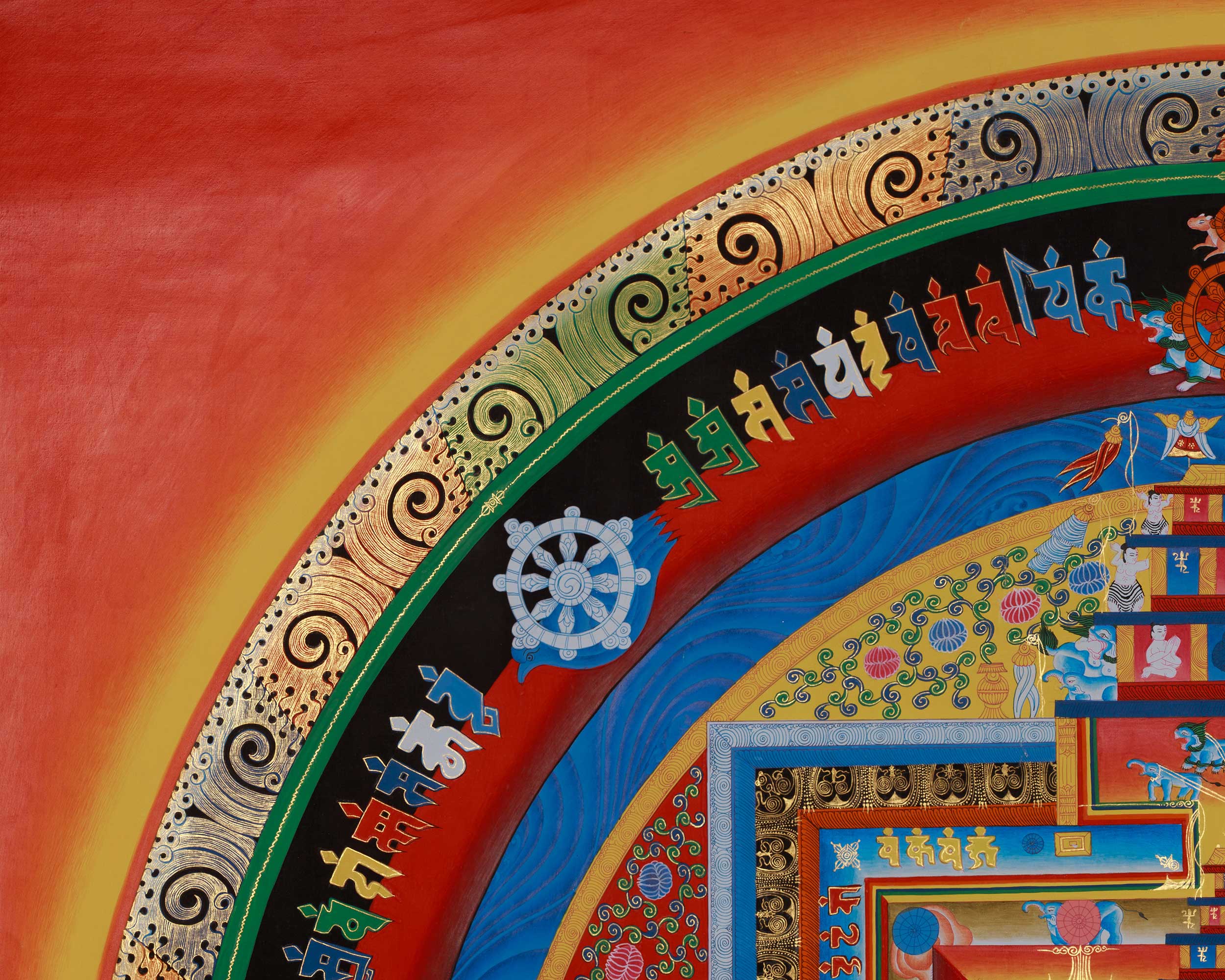 Spiritual Kalachakra Mandala Art | Sacred Geometry Painting | Hand Painted Himalayan Meditation Altar