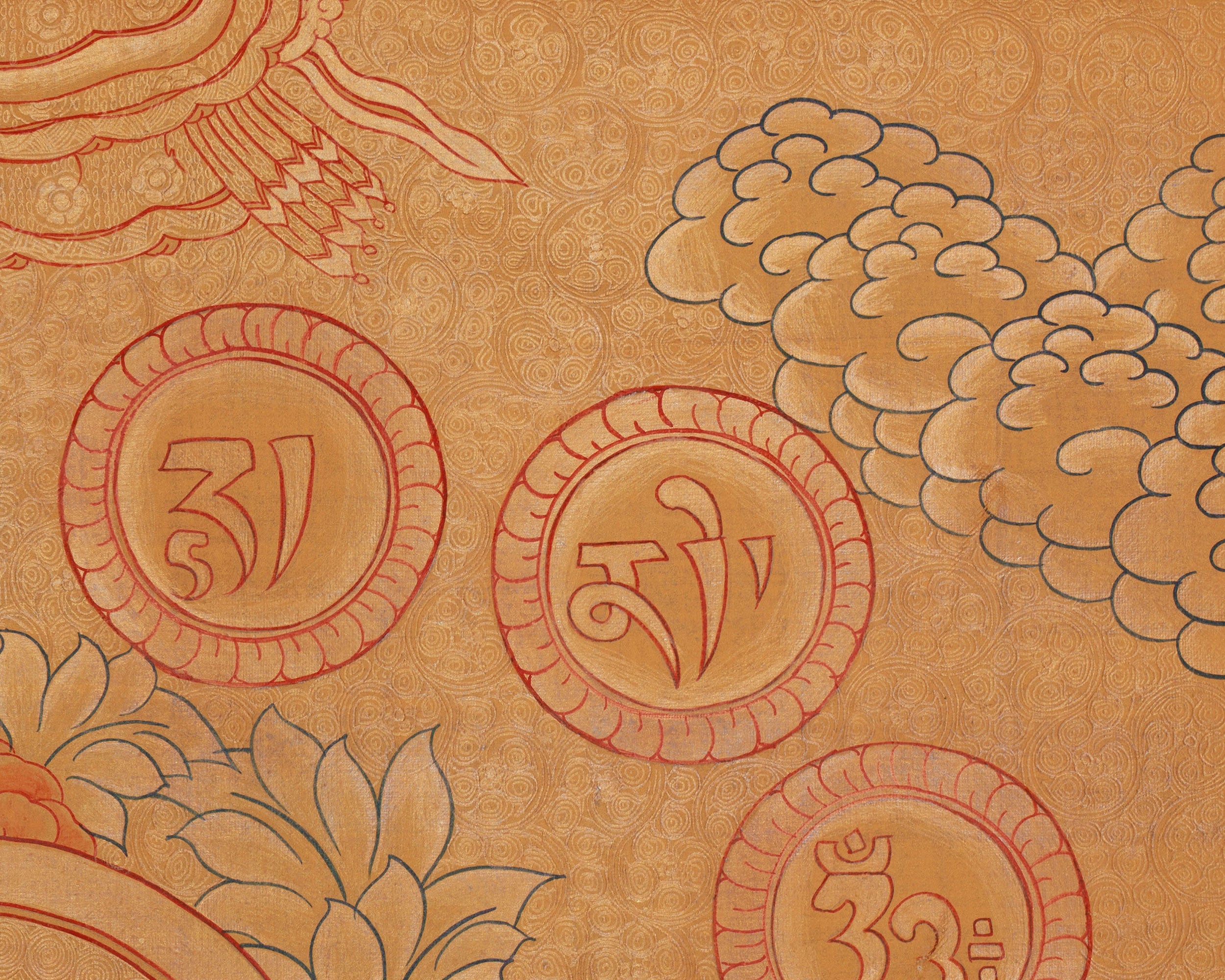Four-Armed Chenrezig Compassion Thangka | Avalokiteshvara, Manjushri & Vajrpani Art | Meditation Altar