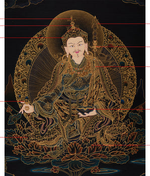Gold Thangka of Guru Rinpoche | Precious Teacher of Tibetan Buddhism