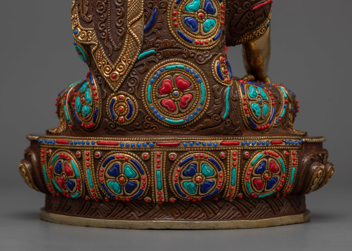 The Shakyamuni Buddha Sculpture for Shrine | 24K Gold Gilded Statues from Nepal