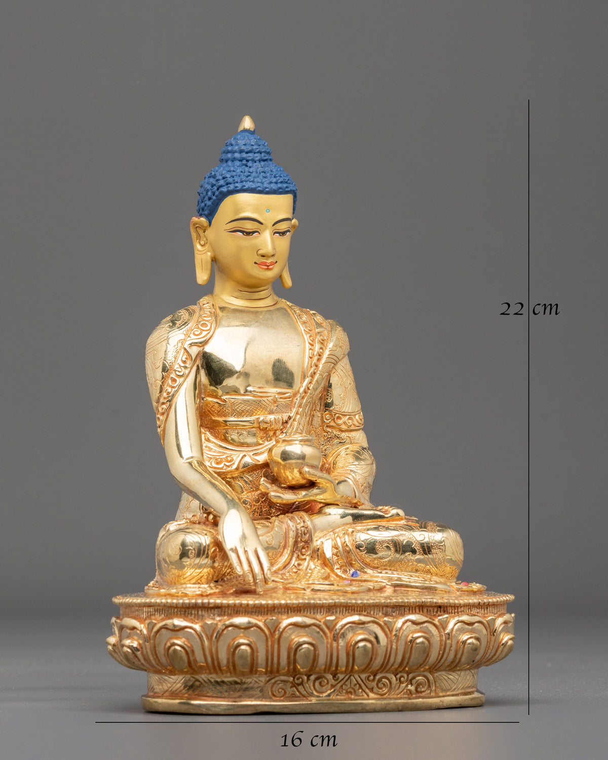 Bodhgaya Shakyamuni Buddha Statue | Gold Plated Buddhist Sculpture