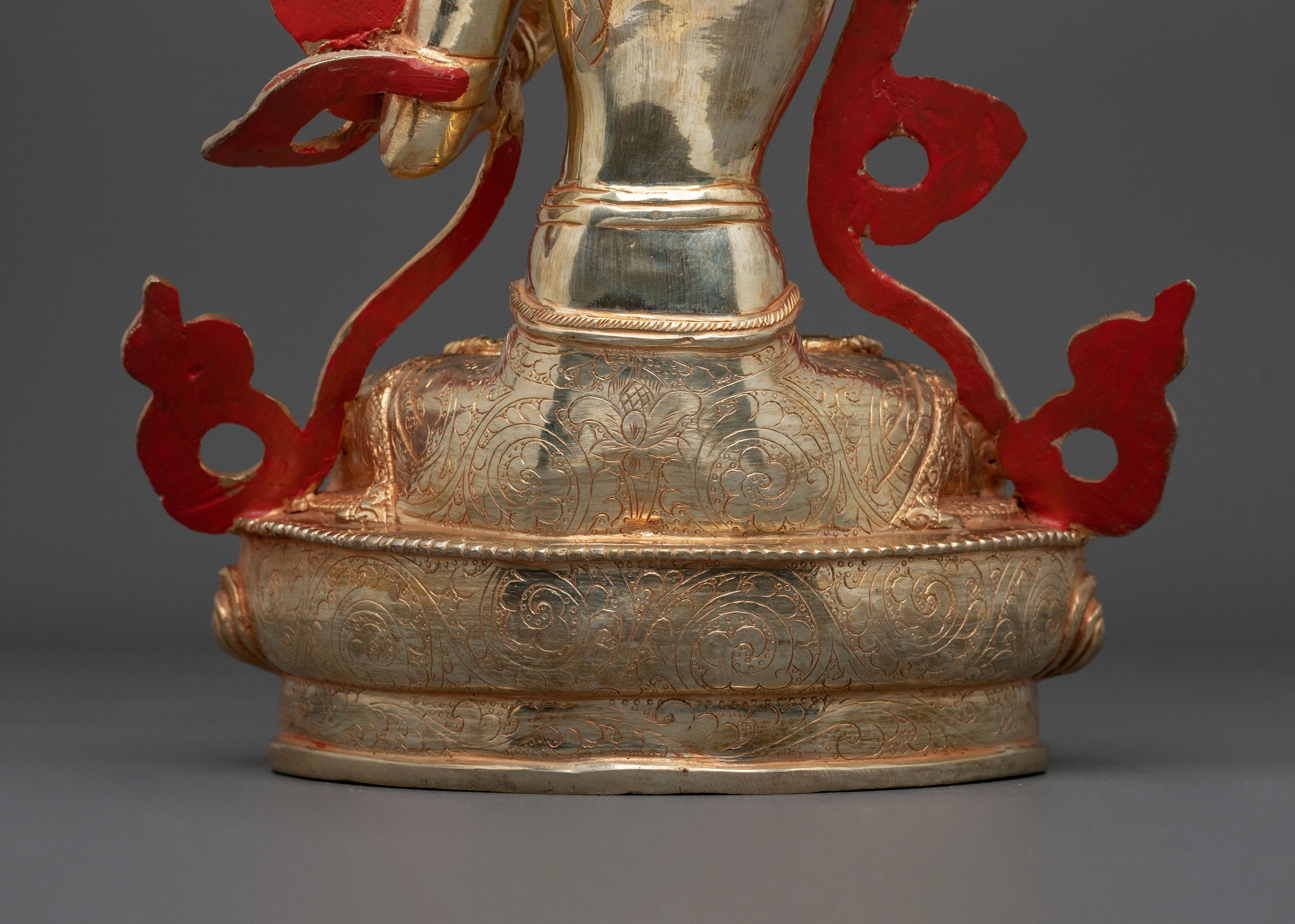 Manjushri Sacred Figurine | Copper Wisdom Deity Sculpture with Gold Plating