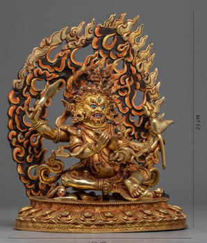 4 Armed Mahakala | 24K Gold Hand Carved Statue
