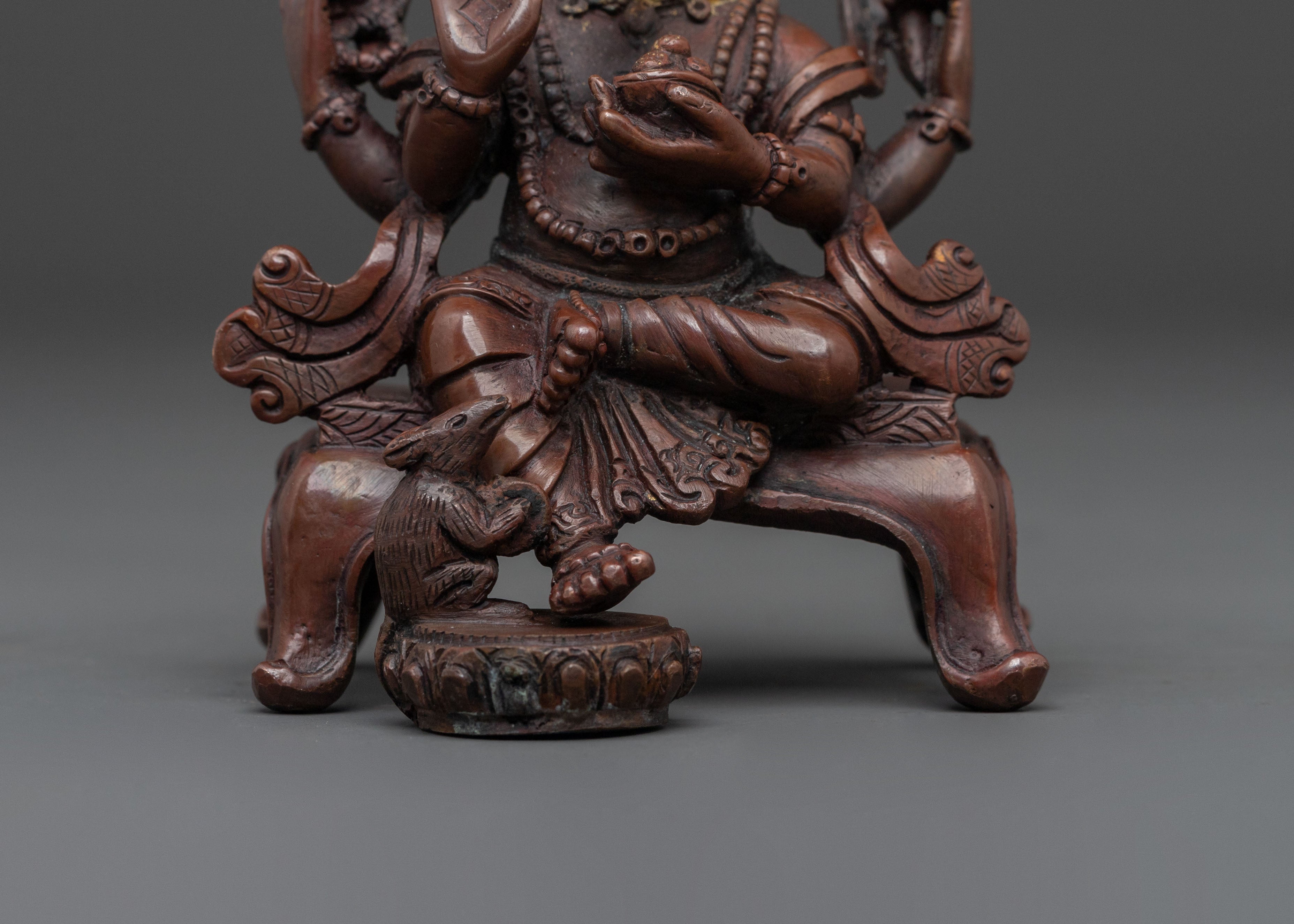 Spiritual Handmade Ganesh Sculpture | 24K Gold Gilded Ganesh | Oxidized Copper Altar Decor