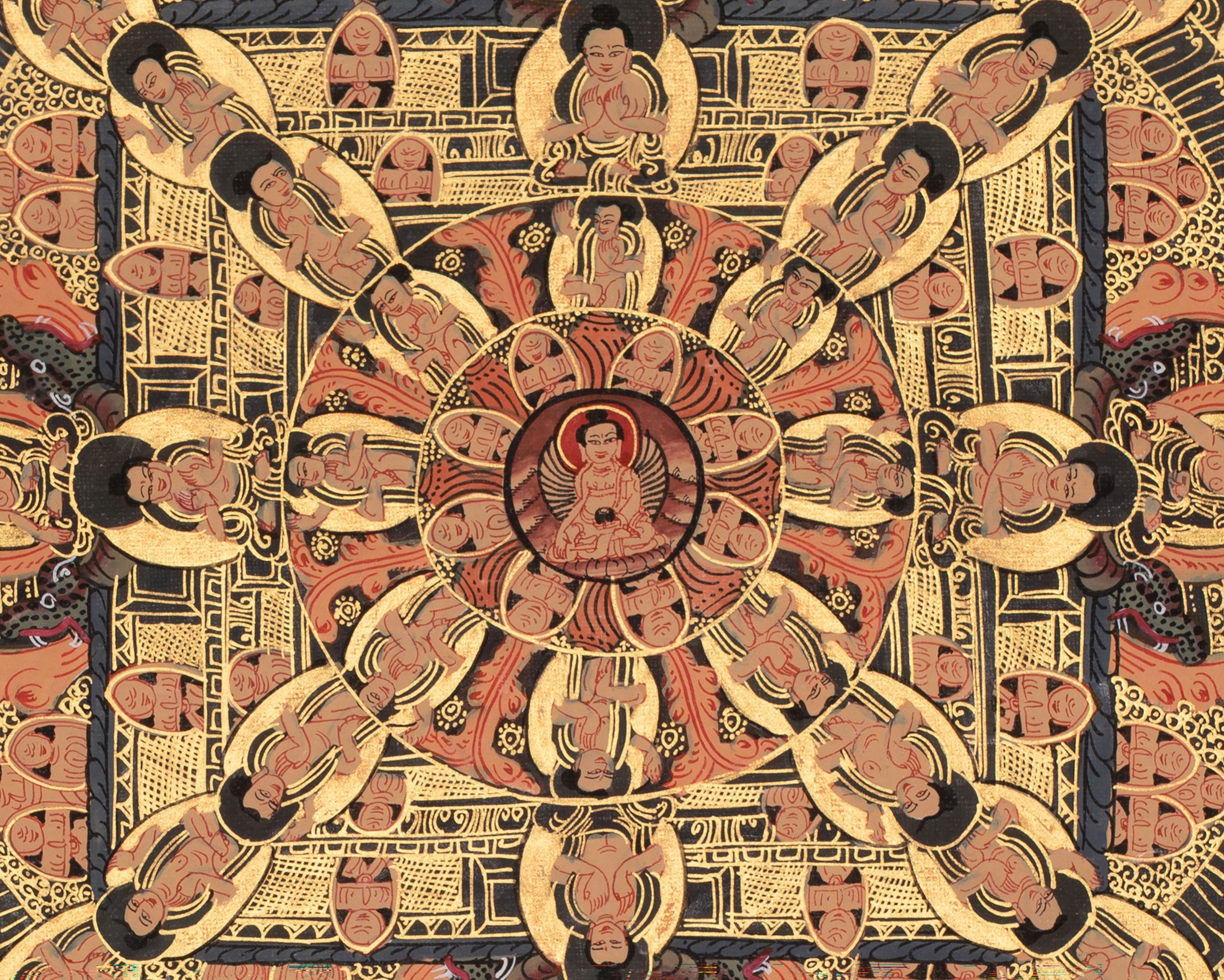 Buddha Shakyamuni Mandala Thangka | Tibetan Buddhist Mandala Art Featuring Historical Buddha