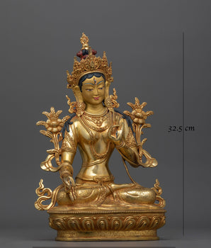 White Tara Copper Statue for Sacred Shrine