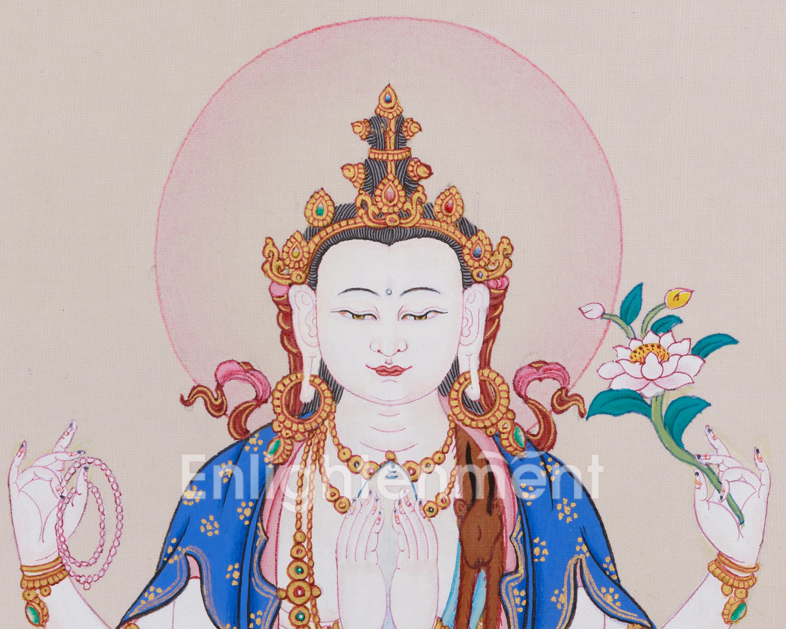 Thangka of Four-Armed Avalokiteshvara | The Bodhisattva of Compassion and Mercy