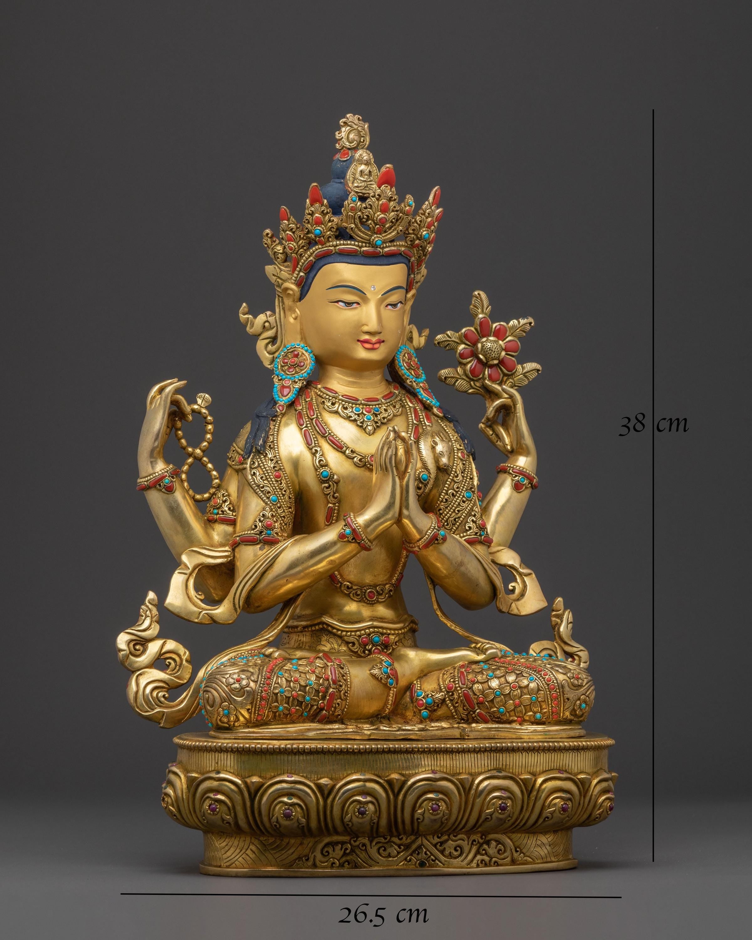 Chenrezig Compassion Deity Sculpture | Tibetan Buddhist Statue