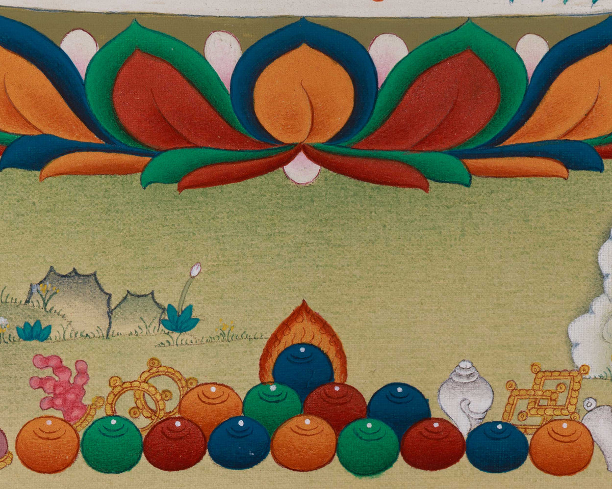 Traditional Thangka of Namtoshe with Ratnasambhava | A Sacred Representation of Abundance
