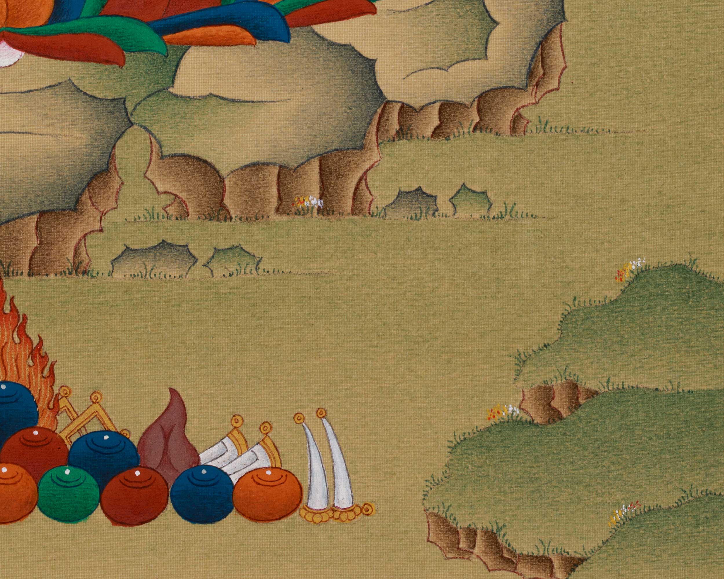 Tibetan Buddhist Healing Deity, Bhaisajyaguru Thangka | LHASA HUES