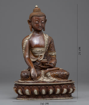 Shakyamuni Buddha Silver Plated Statue | Tibetan Art Plated with Sliver
