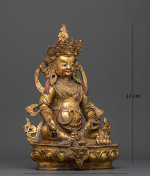 Dzambhala Hand Carved Jewels Deity Statue | Embodiment of Wealth