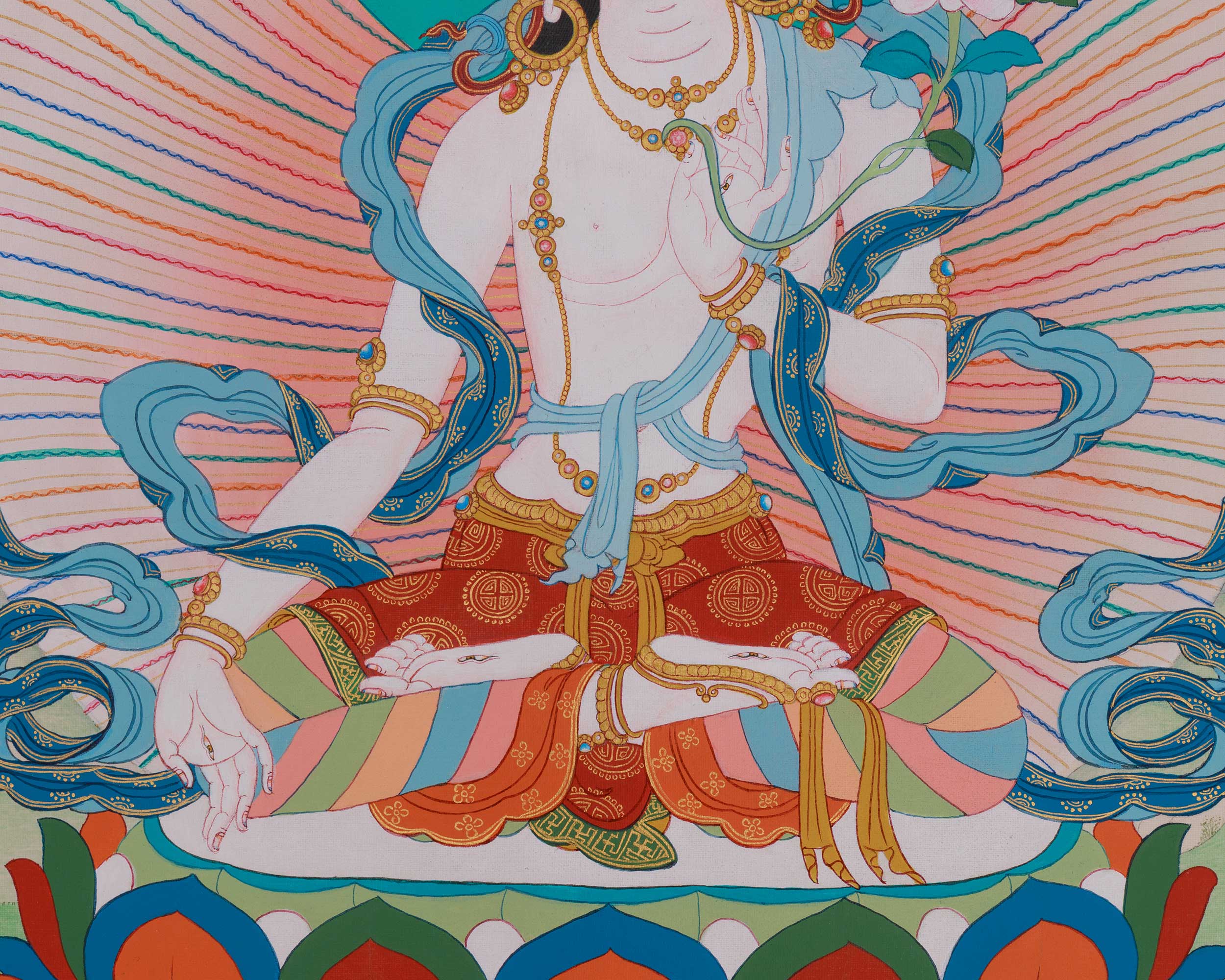Himalayan Seven-Eyed White Tara Thangka | Sita Tara Healing Art