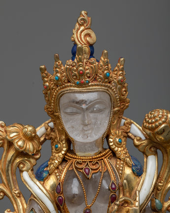 White Tara Crystal Statue