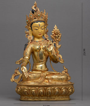 White Tara Buddha Statue | Gold Plated Himalayan Art
