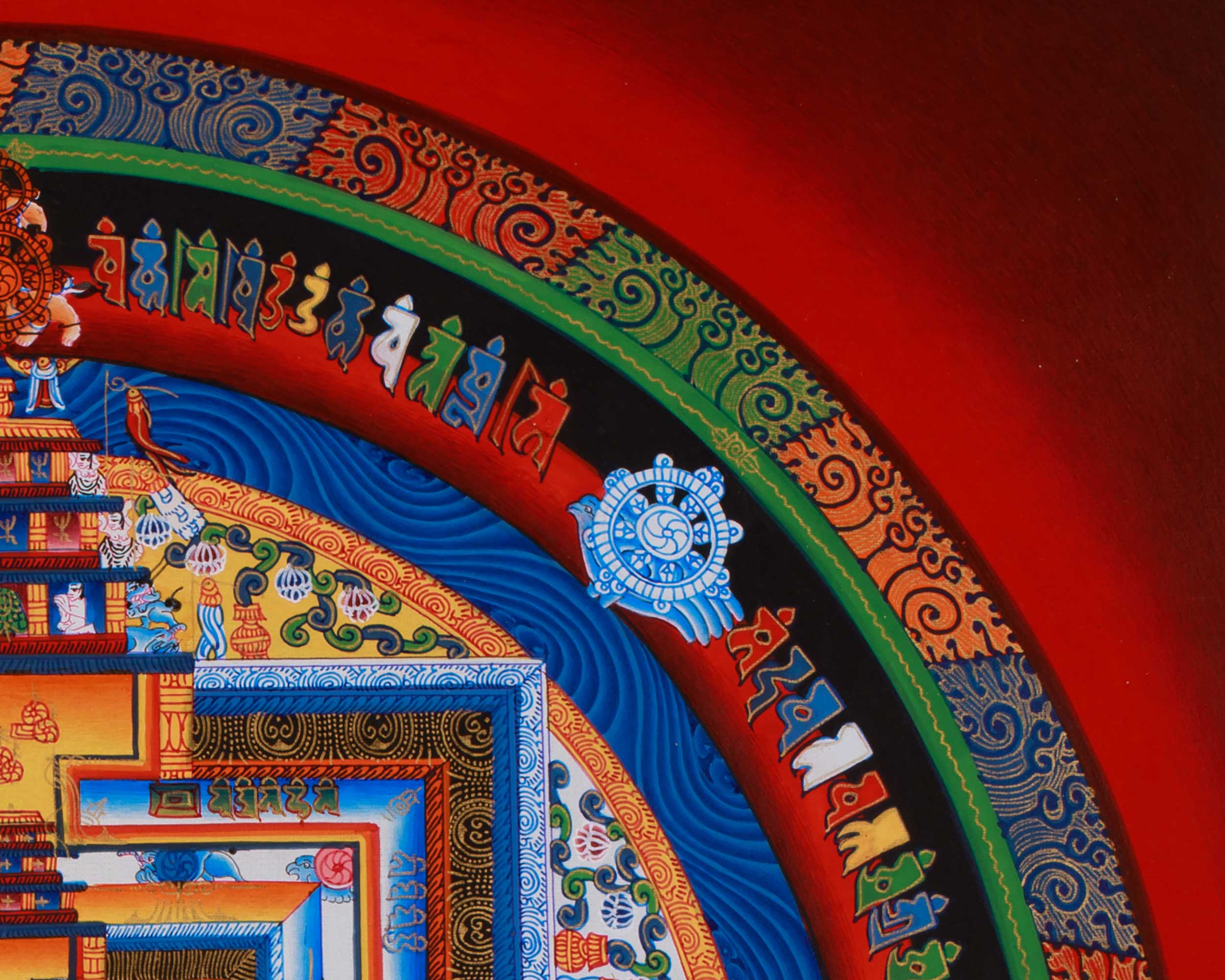 Buddhist Artwork of Kalachakra Mandala | Traditional Wheel of Time Thangka