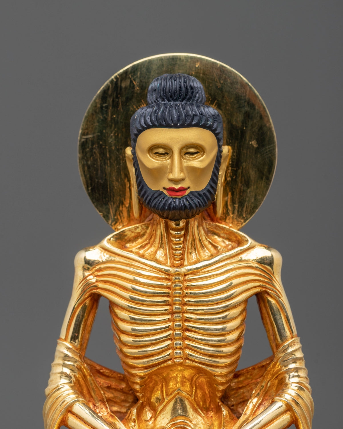 Fasting Buddha Meditation Statue | 24K Gold Gilded Buddhist Sculpture