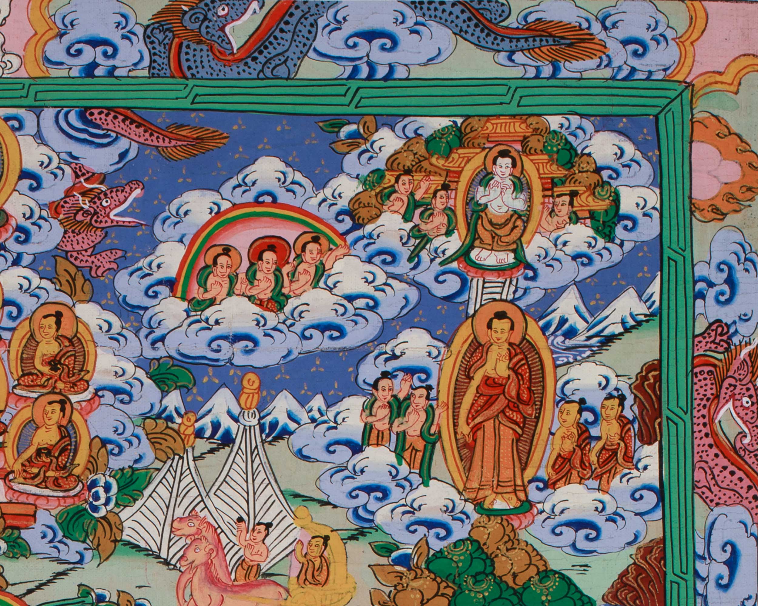 Traditional Thangka of Buddha Life Story | Tibetan Enlightenment Journey Painting