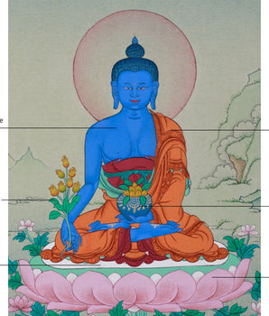 Healing Buddha Bhaisajyaguru | 24K Gold and Natural Stone Pigments