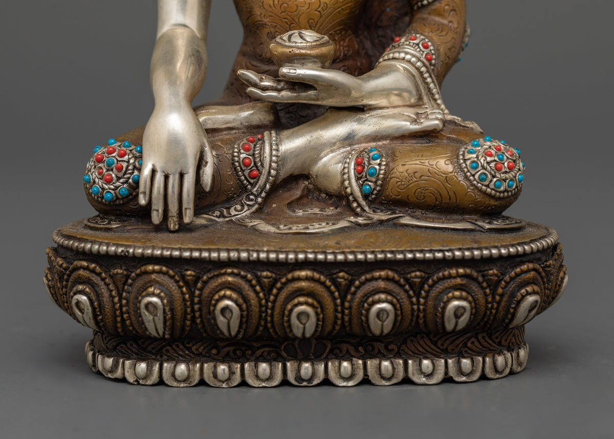 Silver Plated Shakyamuni Buddha Statue | Buddhism Founder
