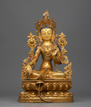 Golden Green Tara Statue 