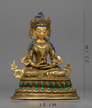 Experience the Infinite Life Potential with the Buddha Amitayus Mantra in Tibetan through This Stunning Statue