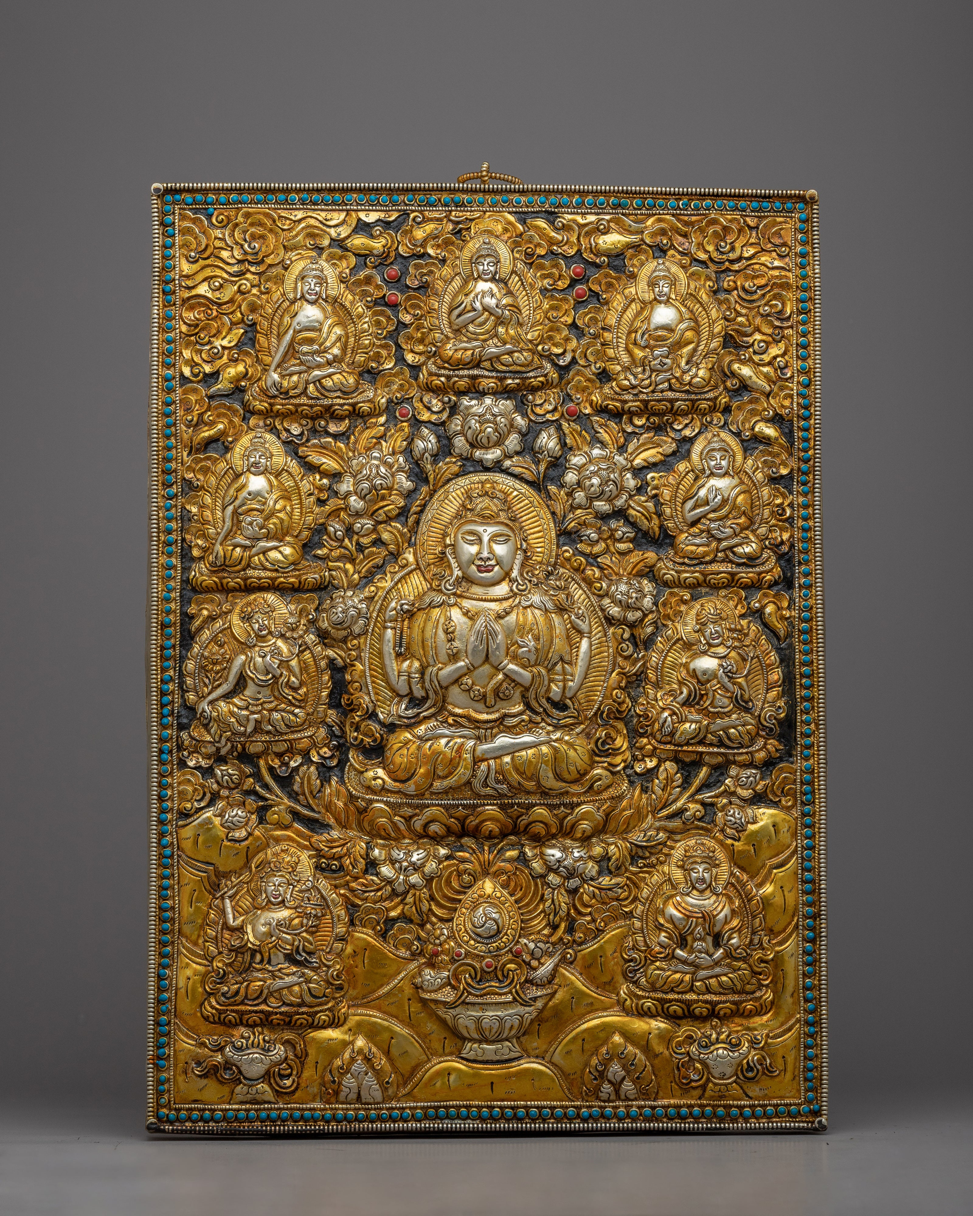 Chenresig Bodhisattva Metal Thangka