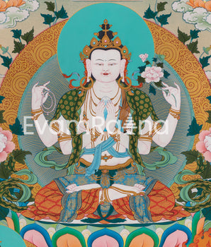Chenresig, Manjushri Vajrapani, Kagyu Thangka Print