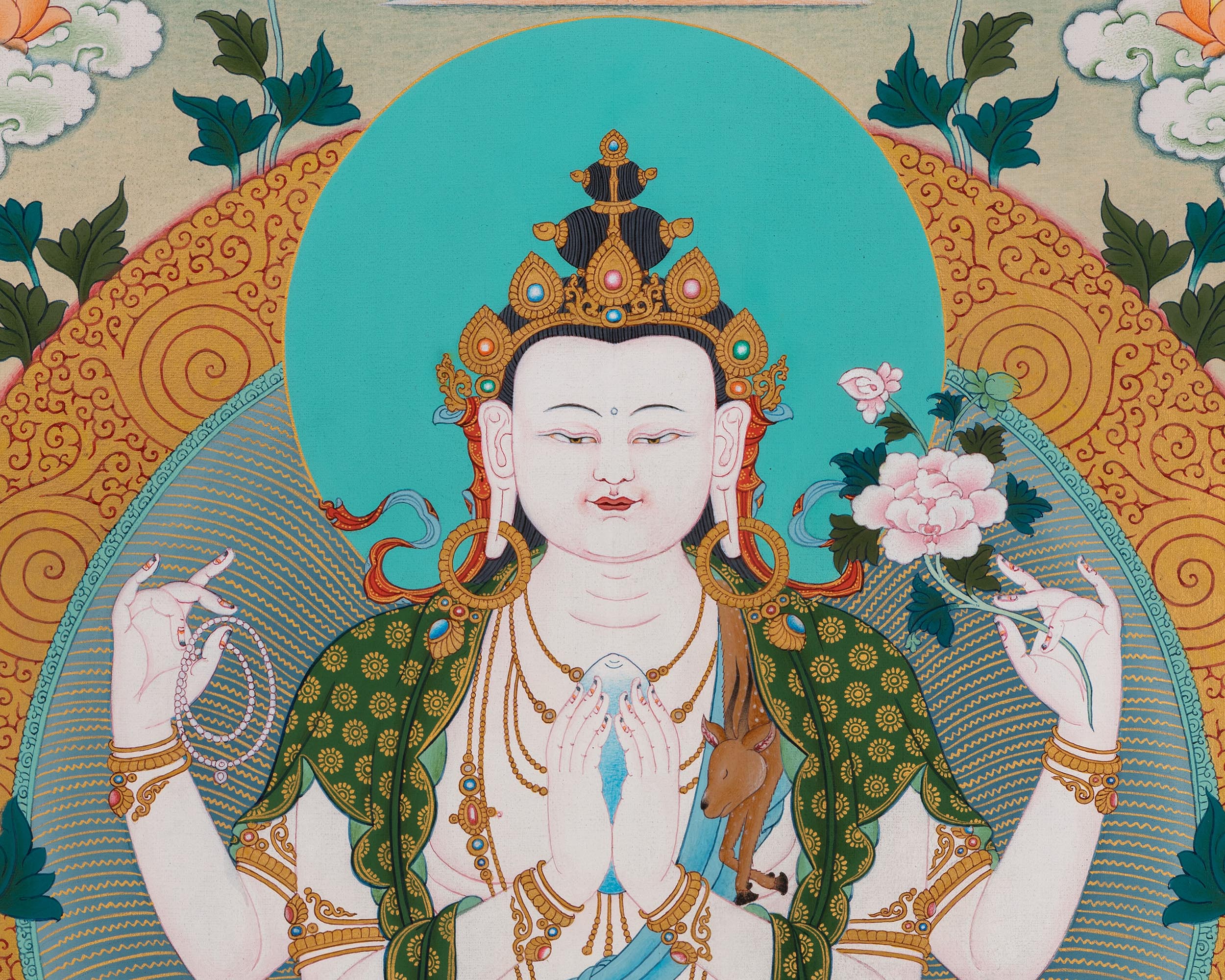 Chenresig, Manjushri Vajrapani, Kagyu Thangka Print