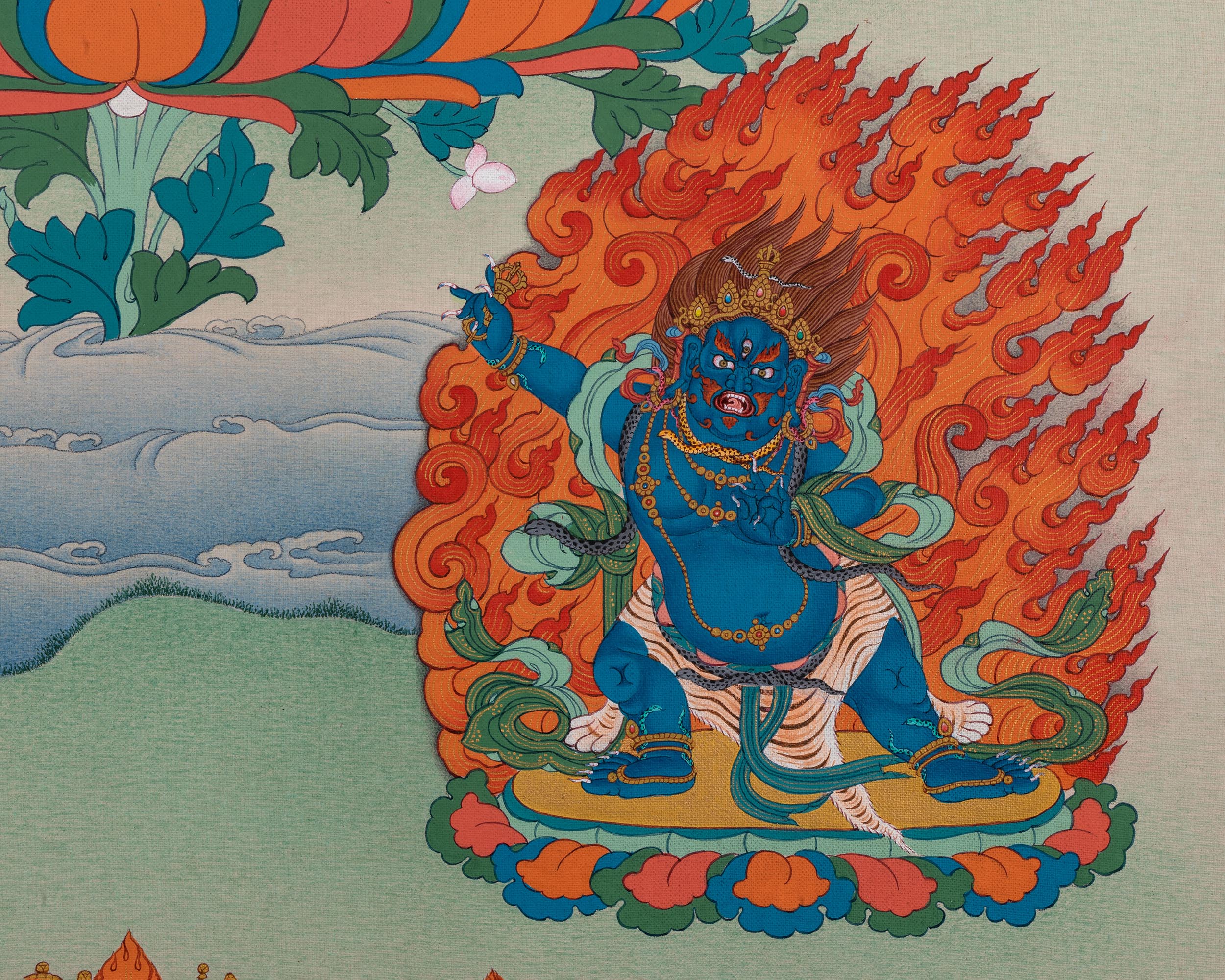 Chenresig with Vajrapani and Manjushri Thangka Print