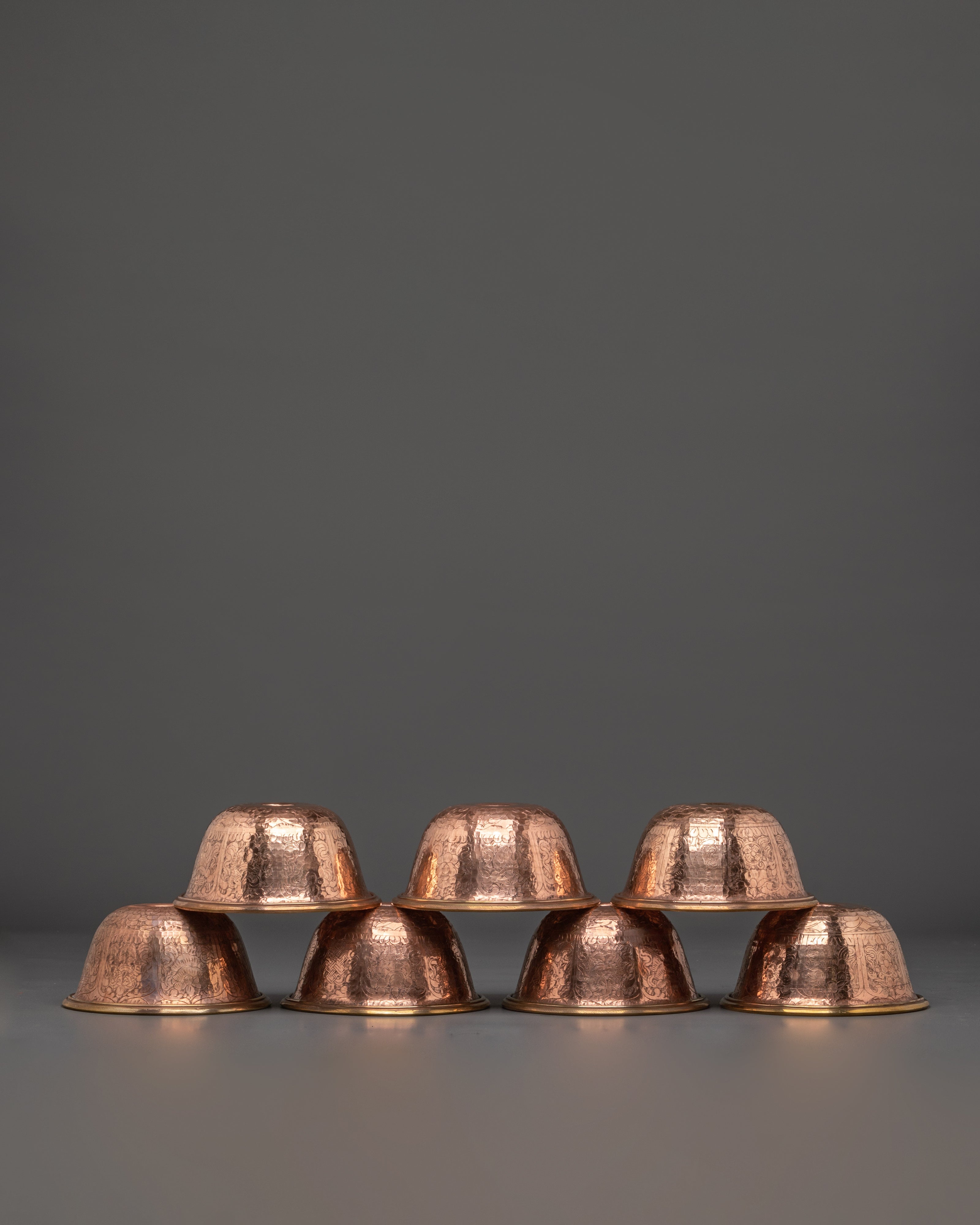 Copper Water Offering Bowl Set | Offering Bowl Set for Ritual Ceremonies