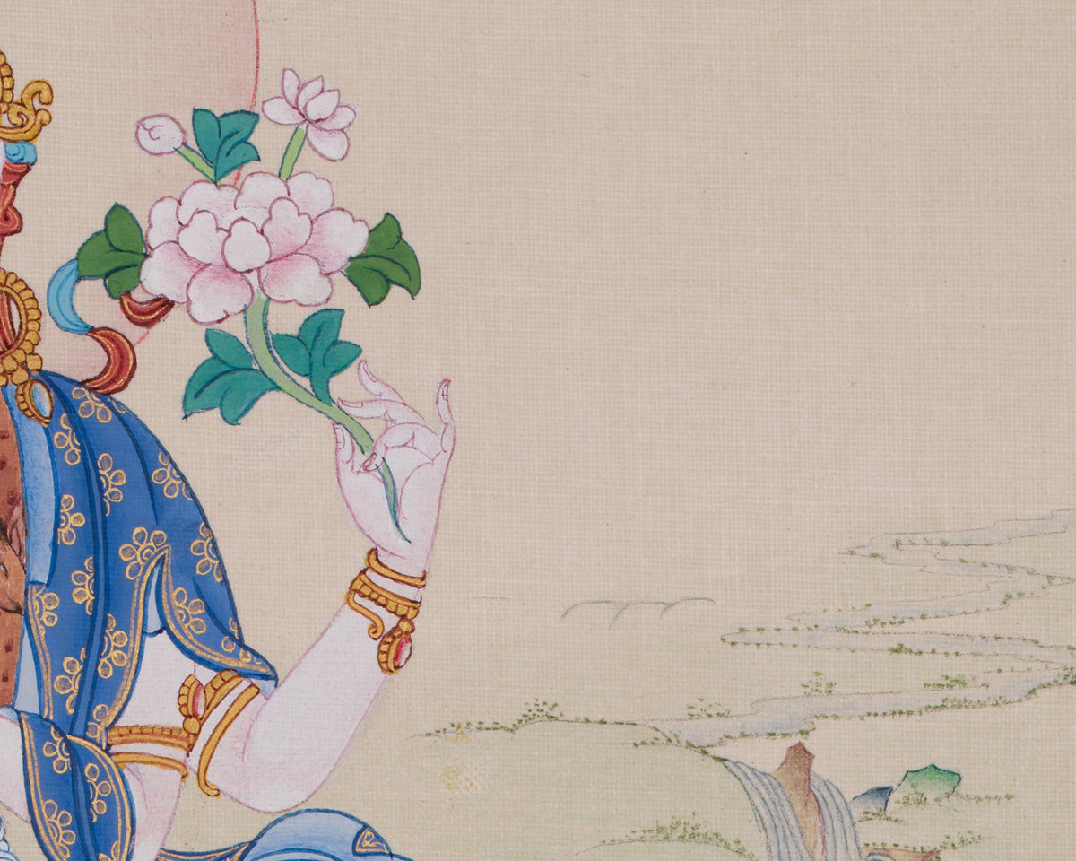 Compassionate Chenrezig Buddha Thangka | Four Armed Avalokiteshvara