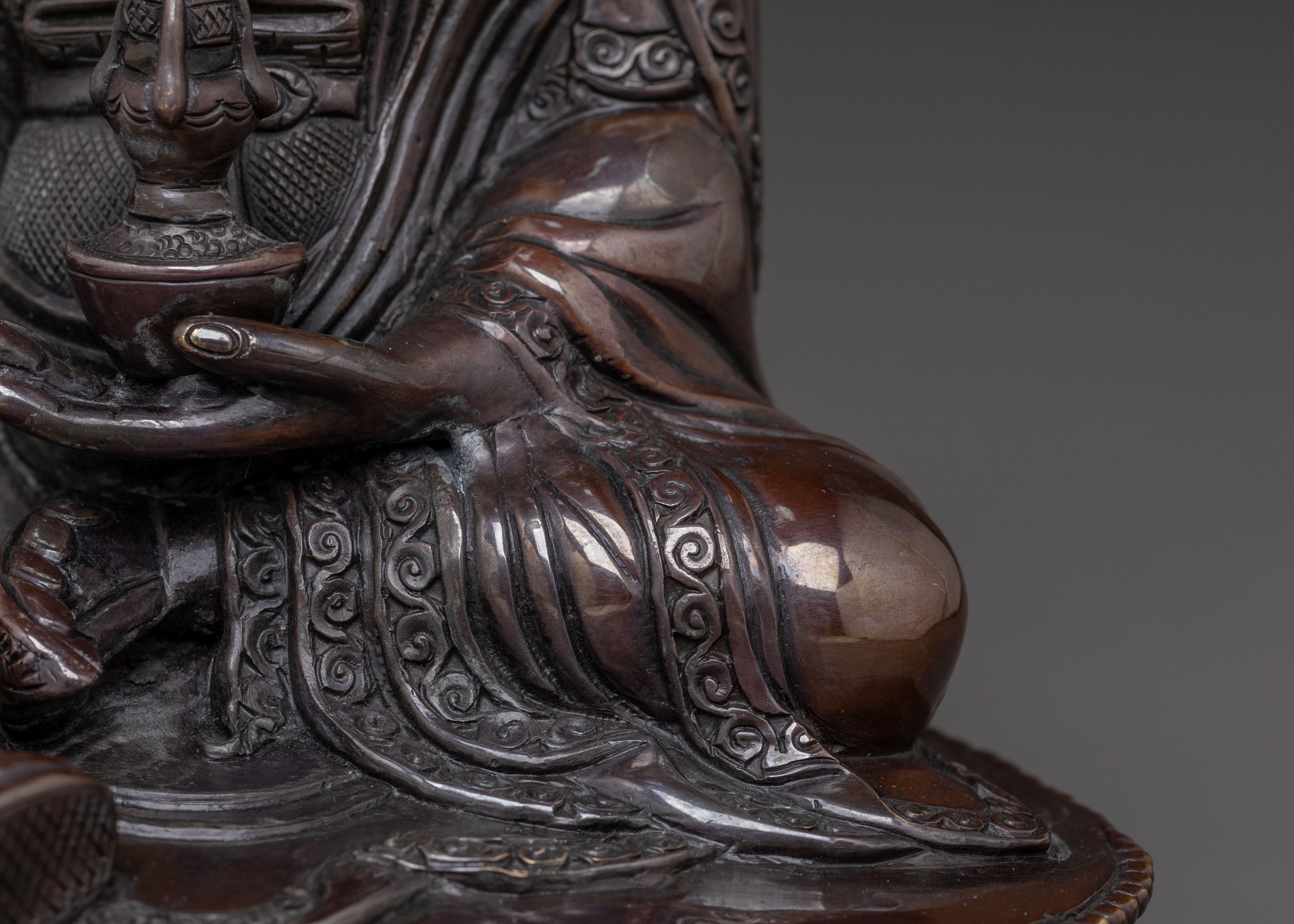 Guru Rinpoche Handcrafted Sacred Statue – Oxidized Copper