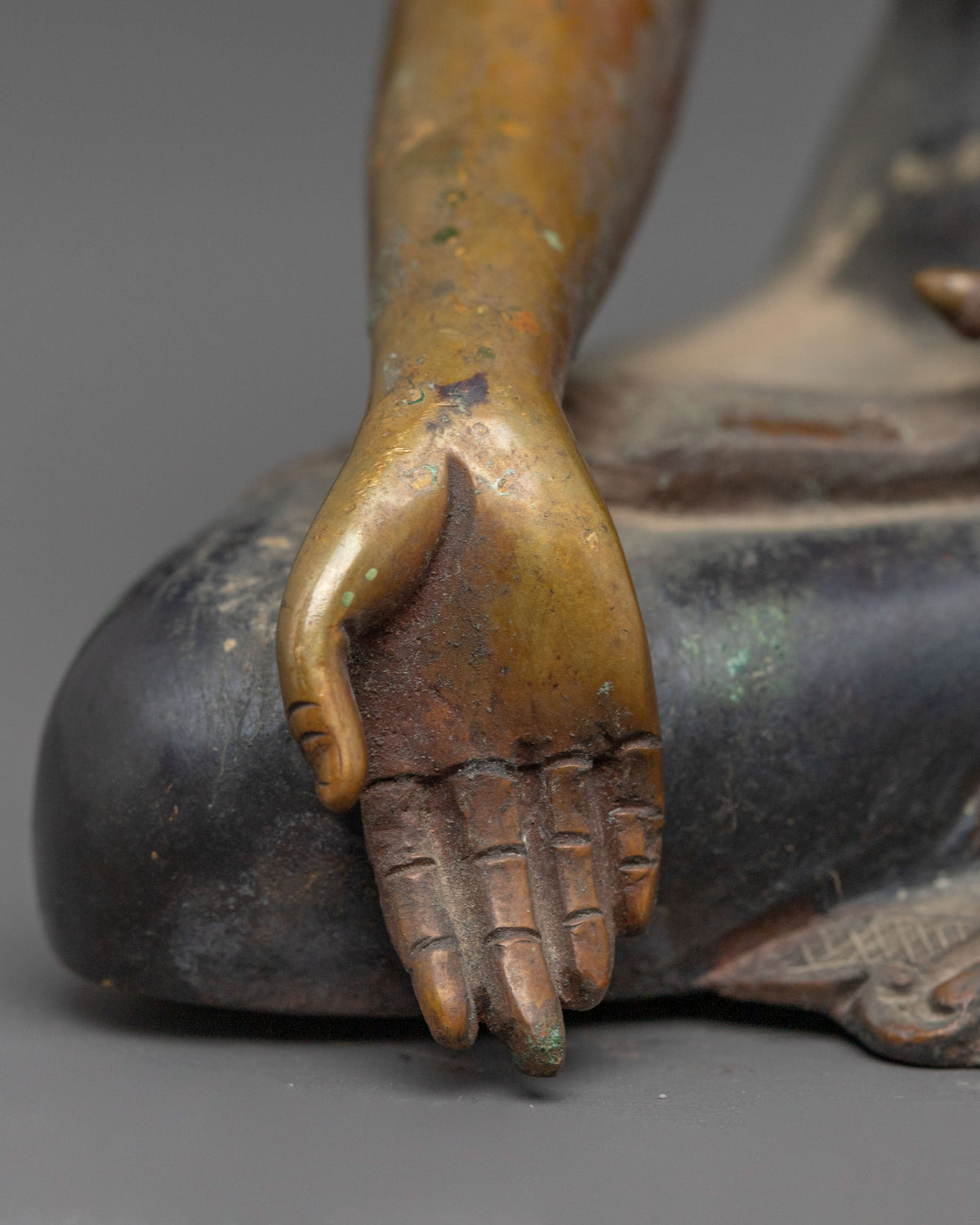 Handmade Ratnasambhava Oxidized Copper Statue | Meditation Altar Decor