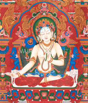 White Tara Figurine in Giclee Print | Goddess Mother Tara | Spiritual Vajrayana Print Decor